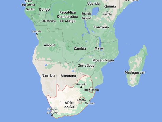 Onde fica a África do Sul?